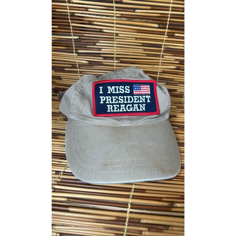 I Miss President Reagan Hat Halo Casuals Tan Embroidered Patch